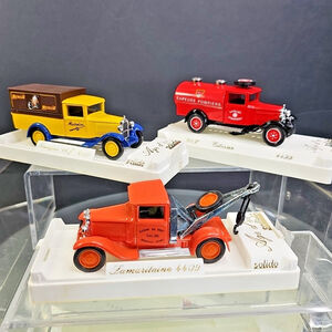 Vintage SOLIDO MICHELIN Van, Papers Pompiers And Garage Du Pont Tow Truck France